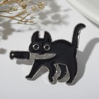Значок «Кот» охотник, цвет чёрный в серебре - фото 318891881