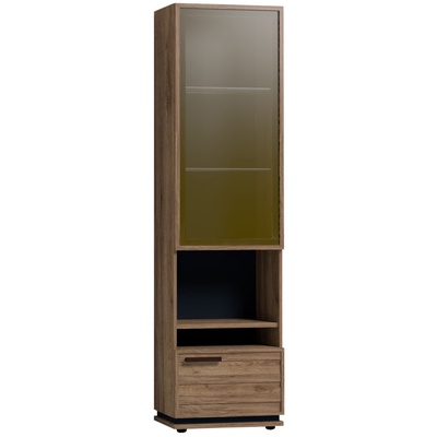 Шкаф для посуды Nature 13, 560×416×2116 мм, цвет дуб табачный craft/чёрный