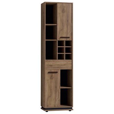 Шкаф Nature 2, 560×400×2116 мм, цвет дуб табачный craft/чёрный