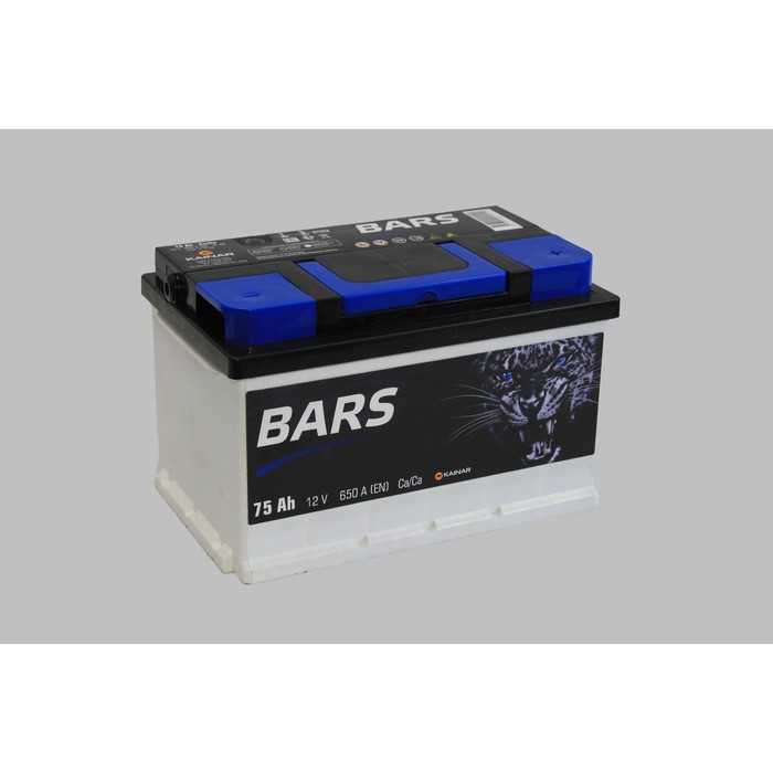 Автомобильный аккумулятор BARS 75 Ач 6СТ-75.0 VL (низкая), обратная полярность - Фото 1