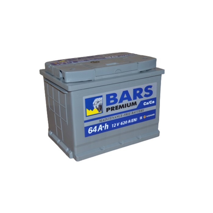 Аккумуляторная батарея BARS Premium 64 Ач 6СТ-64.1 VL, прямая полярность - Фото 1
