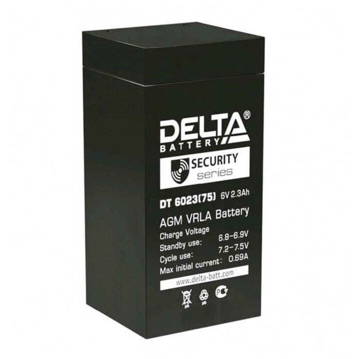 Аккумуляторная батарея Delta 2,3 Ач 6 Вольт DT 6023 (75) - Фото 1