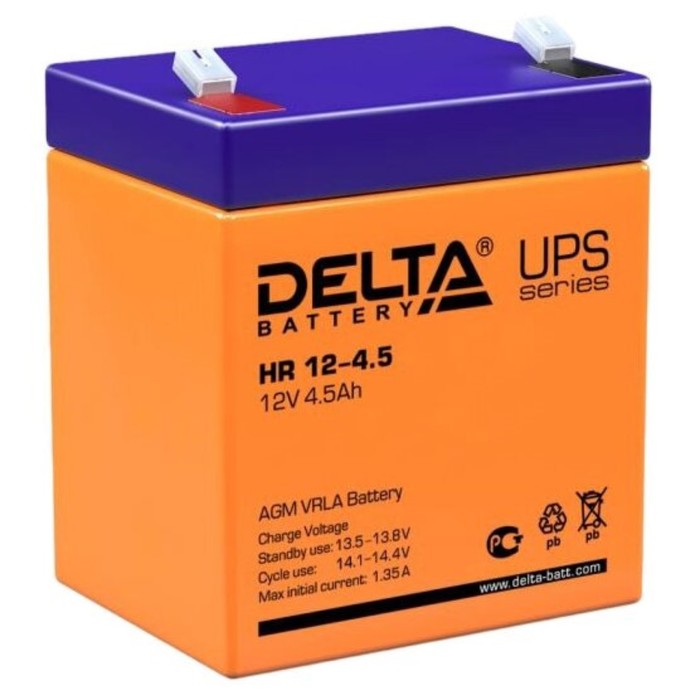 Аккумуляторная батарея Delta 4,5 Ач 12 Вольт HR 12-4,5 - Фото 1