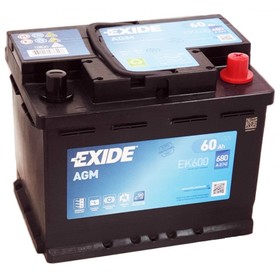 

Аккумуляторная батарея Exide 60 Ач о/п Start-Stop AGM EK600, обратная полярность
