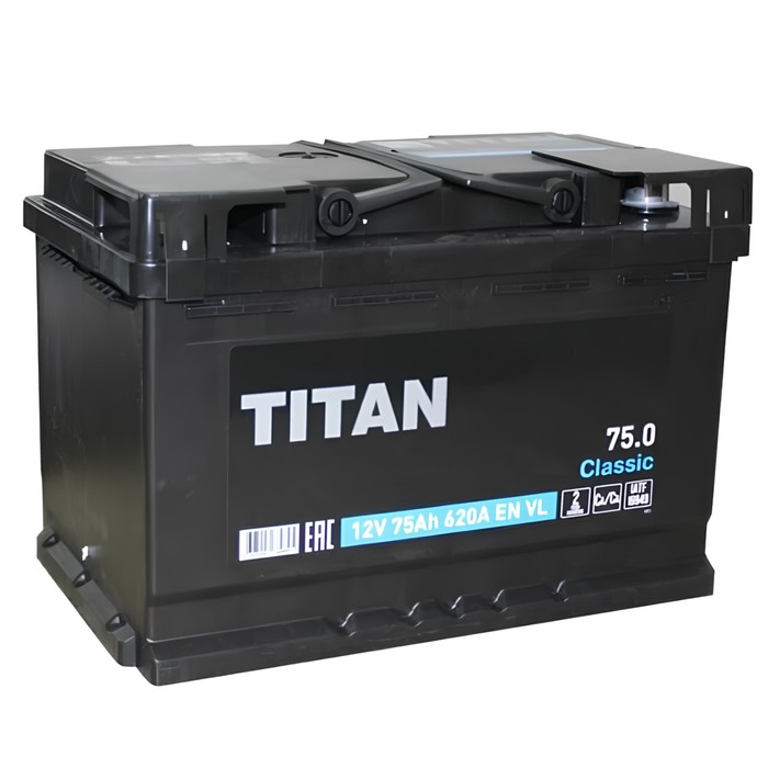 Автомобильный аккумулятор Titan Classic 75 Ач 6СТ-75.0 VL, обратная полярность - Фото 1
