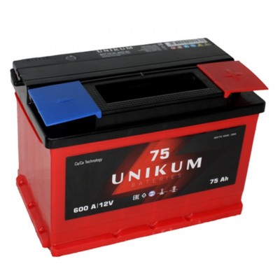 Автомобильный аккумулятор UNIKUM 75 Ач 6СТ-75.0 VL, обратная полярность