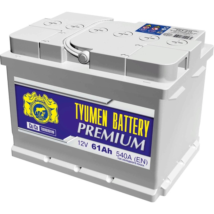 Аккумуляторная батарея Тюмень 61 Ач 6СТ-61LR Premium (низкая), обратная полярность - Фото 1