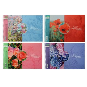 Альбом для рисования А4, 32 листа на гребне "Красота цветения", обложка мелованный картон, блок 100 г/м2, МИКС