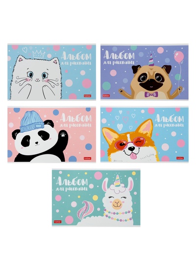 Альбом для рисования А5, 12 листов на скрепке Happy Company, обложка мелованный картон, блок 100 г/м², МИКС