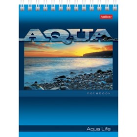 

Блокнот А6, 40 листов на гребне AQUA, обложка мелованный картон, УФ-лак, блок 65 г/м2