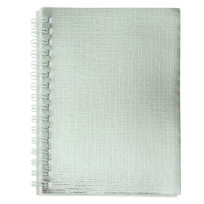 Записная книжка А6, 80 листов на гребне METALLIC, обложка бумвинил, серебро - Фото 1