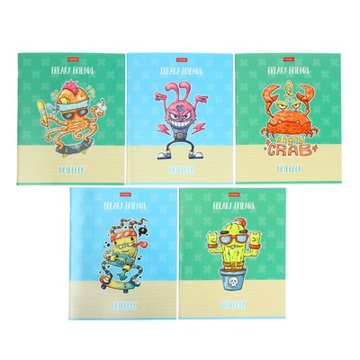 Тетрадь 40 листов в клетку Freaky friends, обложка мелованный картон, блок 65 г/м2, поля