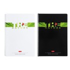 Тетрадь А4, 96 листов, в клетку, на гребне, Nature, обложка мелованный картон, тиснение, МИКС - Фото 1