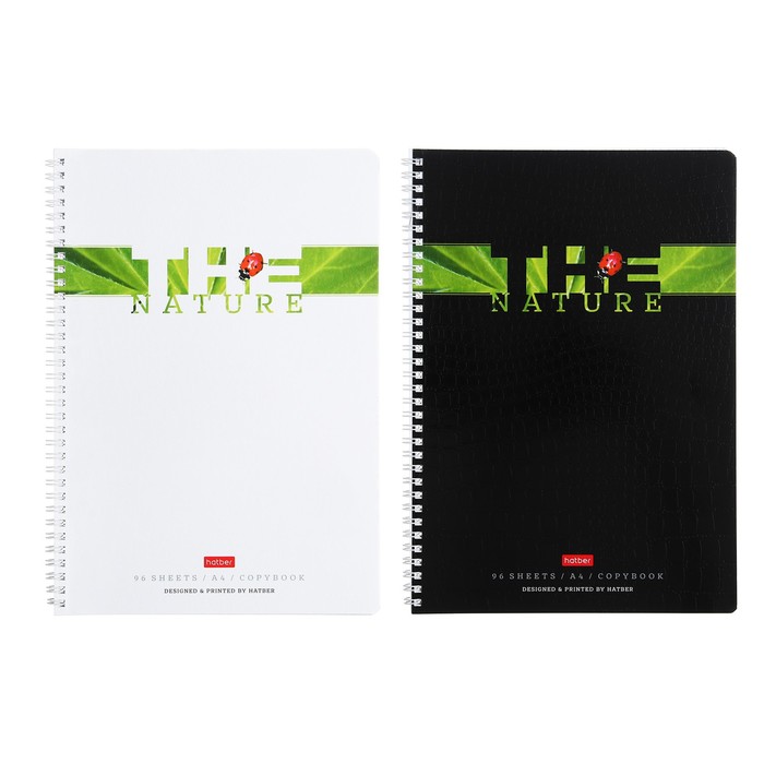 Тетрадь А4, 96 листов, в клетку, на гребне, Nature, обложка мелованный картон, тиснение, МИКС - Фото 1