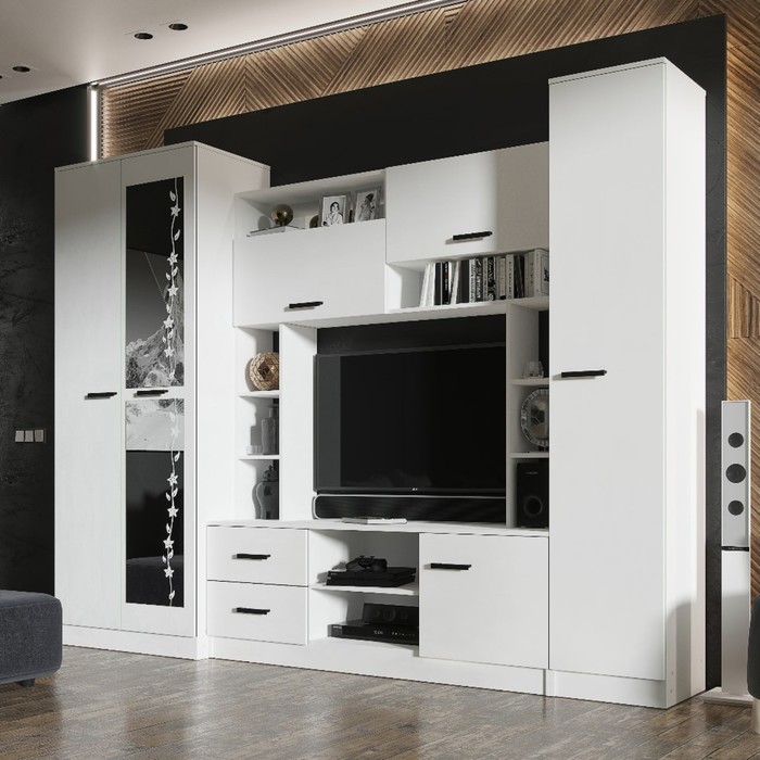 Стенка для гостиной «МАРТА-11», 2700×500×2100 мм, цвет белый - Фото 1