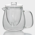 Чайник стеклянный заварочный со стеклянным ситом и крышкой Доляна «Бохо», 750 мл, 15×11×14 см - фото 320308078