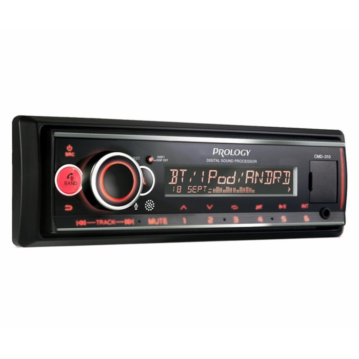 Автомагнитола PROLOGY CMD-310, 1DIN, USB/ FM/ BT, приложение OS Android/ iOS, RCA 4х55 Вт