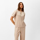 Костюм женский (футболка, брюки) MINAKU: Enjoy цвет бежевый, размер 44 - Фото 4