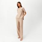 Комплект женский (футболка, брюки) MINAKU: Enjoy цвет бежевый, р-р 46 - фото 809192090 Комплект женский (футболка, брюки) MINAKU: Enjoy цвет бежевый, р-р 46 - фото 809192090