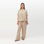 Костюм женский (футболка, брюки) MINAKU: Enjoy цвет бежевый, размер 48 - фото 2735054