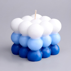 Свеча фигурная ароматическая "Бабл куб", 6 см, бело-синяя, кокос - фото 9266575