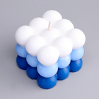 Свеча фигурная ароматическая "Бабл куб", 6 см, бело-синяя, кокос - Фото 4