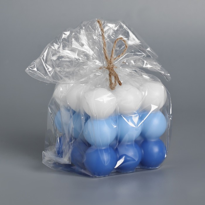 Свеча фигурная ароматическая "Бабл куб", 6 см, бело-синяя, кокос - фото 1882421840