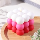 Свеча фигурная ароматическая "Бабл куб", 6 см, бело-красная, ягоды - фото 318892676