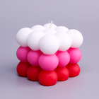 Свеча фигурная ароматическая "Бабл куб", 6 см, бело-красная, ягоды - фото 9750422