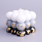 Свеча фигурная ароматическая с поталью "Бабл куб", 6 см, бело-черная, кожа и печенье - фото 9732589