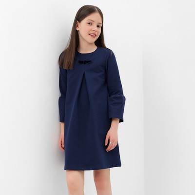 Платье для девочки, цвет темно-синий, рост 128 см (68)