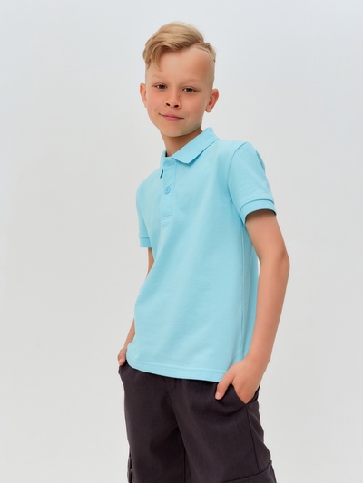 Футболка поло детская MINAKU: Basic line, голубая, рост 98 см