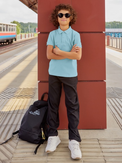 Футболка поло детская MINAKU: Basic line, голубая, рост 98 см