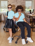 Футболка поло детская MINAKU: Basic line, голубая, рост 122 см - Фото 10