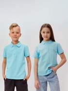 Футболка поло детская MINAKU: Basic line, голубая, рост 158 см - Фото 3
