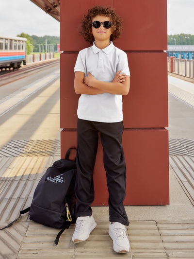 Футболка поло детская MINAKU: Basic line, белая, рост 128 см