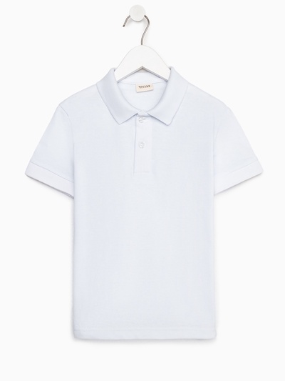 Футболка поло детская MINAKU: Basic line, белая, рост 128 см