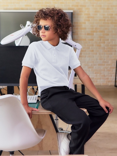 Футболка поло детская MINAKU: Basic line, белая, рост 152 см