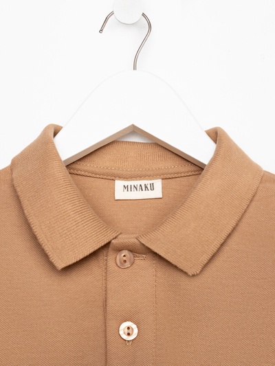 Футболка детская поло MINAKU: Basic line, бежевая, рост 98 см