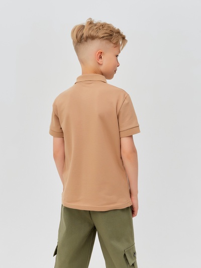 Футболка детская поло MINAKU: Basic line, бежевая, рост 98 см