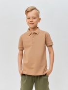 Футболка поло детская MINAKU: Basic line, бежевая, рост 110 см - Фото 4
