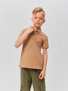 Футболка поло детская MINAKU: Basic line, бежевая, рост 110 см - Фото 7