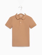 Футболка поло детская MINAKU: Basic line, бежевая, рост 134 см - Фото 12