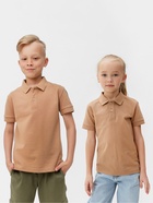 Футболка поло детская MINAKU: Basic line, бежевая, рост 140 см - Фото 5