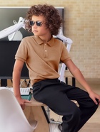 Футболка поло детская MINAKU: Basic line, бежевая, рост 158 см - Фото 9