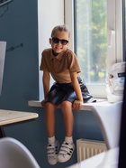 Футболка поло детская MINAKU: Basic line, бежевая, рост 158 см - Фото 10