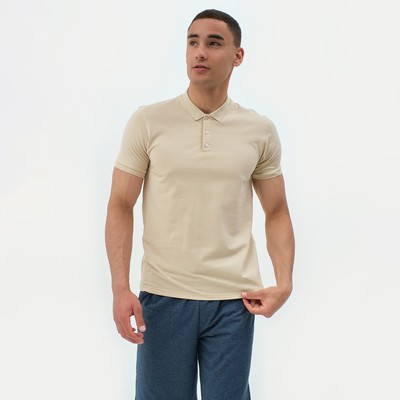 Футболка поло мужская MINAKU REGULAR FIT: бежевая, р-р 54