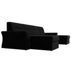 П-образный диван «Клайд», механизм дельфин, микровельвет, цвет чёрный - Фото 3
