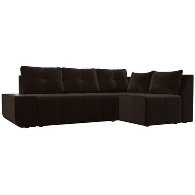 Угловой диван «Амадэус», правый угол, микровельвет, цвет коричневый