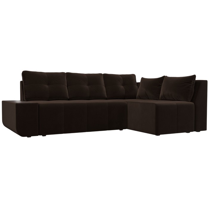 Угловой диван «Амадэус», правый угол, микровельвет, цвет коричневый - Фото 1